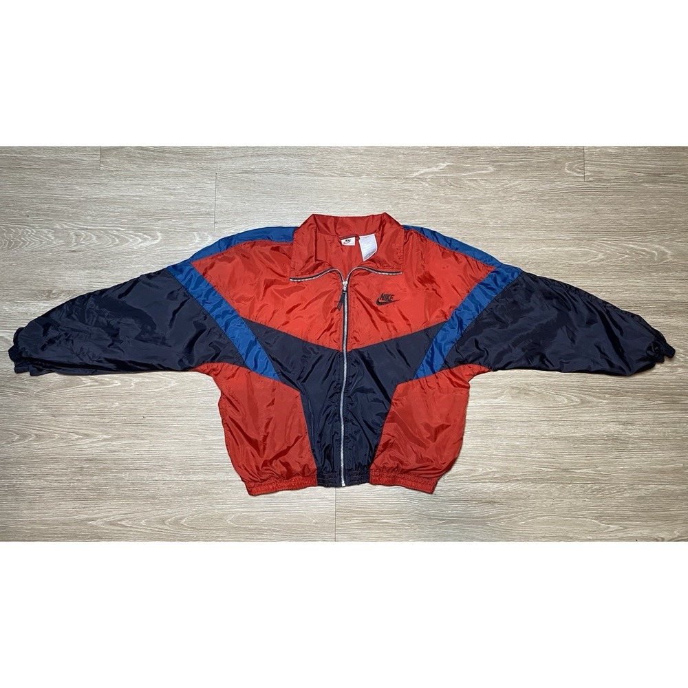 Vintage 90's Nike Color block Windbreaker Jacket Classic Red Full Zip Athletic - Picture 2 of 11